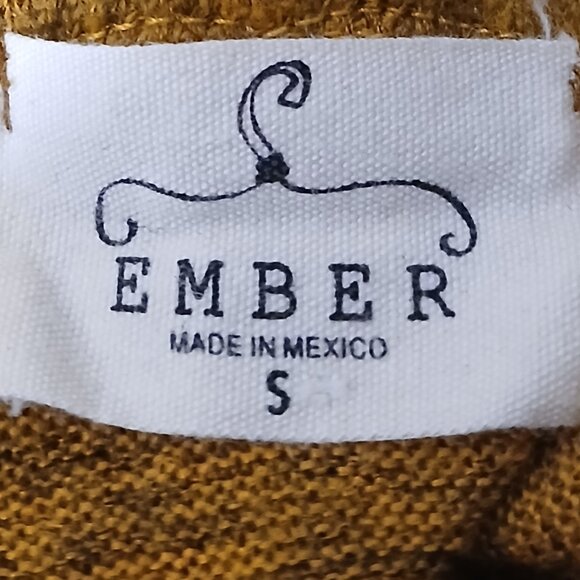 Ember Sweater S Cowl Turtleneck Mustard Gold Laced Shoulder Half Sleeve Soft - Picture 9 of 10
